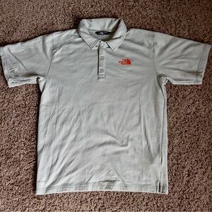 The North Face Men's Light Gray Flashdry Polo with Orange Logo Size Small